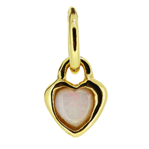 Opal Heart Charm - Gold Plate