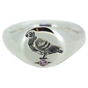 Heavyweight Pigeon Signet with Pink Sapphire