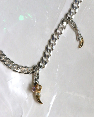 Opal Heart Charm Mythology Necklace - Gold Nails