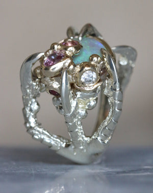 Mouldy Opal Heart with a Pink Sapphire Heart £4,170