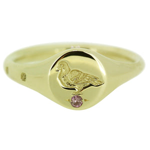Lightweight Pigeon Signet with Pink Sapphire - 9ct Gold