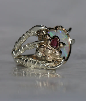 Opal Heart with a Ruby On Her Face no.1 - Resize to 'M' - SOLD