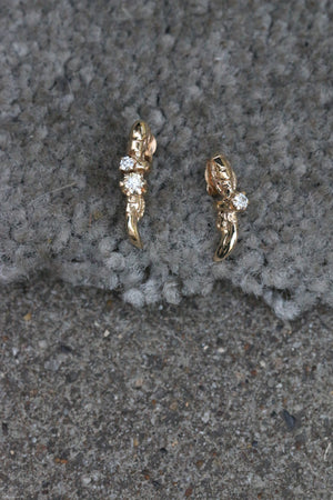 Diamond Claw Studs with Rings - 9ct Gold