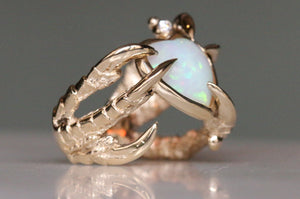 Opal Cabochon Love Heart with a Diamond Wart - size J