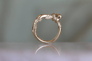 Diamond Heart and Baguette Mini Ring - Single Claw - size N