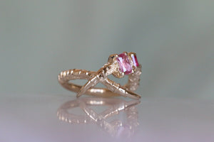 Pink Sapphire and Ruby Mini Ring - Cross Claw - size O