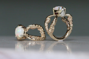 Opal Solitaire with Ruby and Diamond - size I