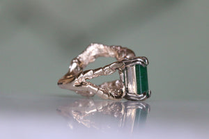 Emerald and Diamond Solitaire Ring - size 'J 1/2' - RESERVED