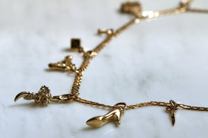 Full Vintage Charm Necklace with Diamonds - 9ct Gold