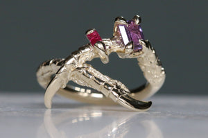 Purple Sapphire and Ruby Mini Rings - size R