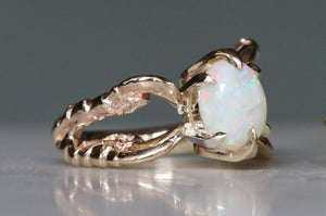 Opal Solitaire with Ruby and Diamond - size I