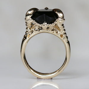 Onyx Love Heart Ring - 9ct Gold