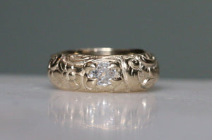 Antique Diamond Engraved Band - size G - RESERVED